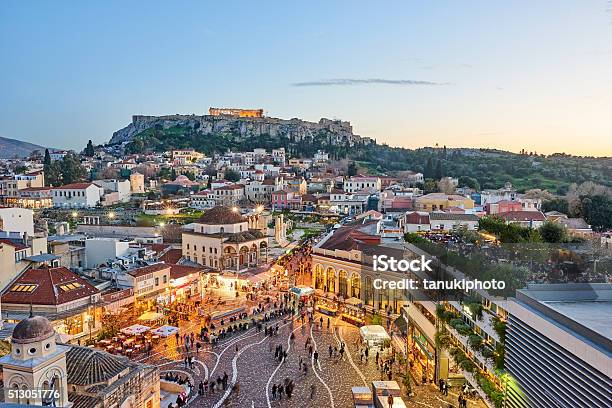 City Of Athens And Acropolis By Evening Stock Photo - Download Image Now - Athens - Greece, Acropolis - Athens, Greece