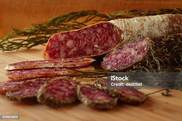 Dried French Sausages Stock Photo - Download Image Now - Chopped Food, Chorizo, Close-up