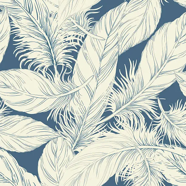 Vector illustration of Seamless feather pattern