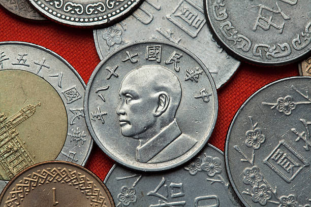 Coins of Taiwan. Taiwan president Chiang Kai-shek Coins of Taiwan. Taiwan president Chiang Kai-shek depicted in the Taiwan five dollars coin. twd stock pictures, royalty-free photos & images