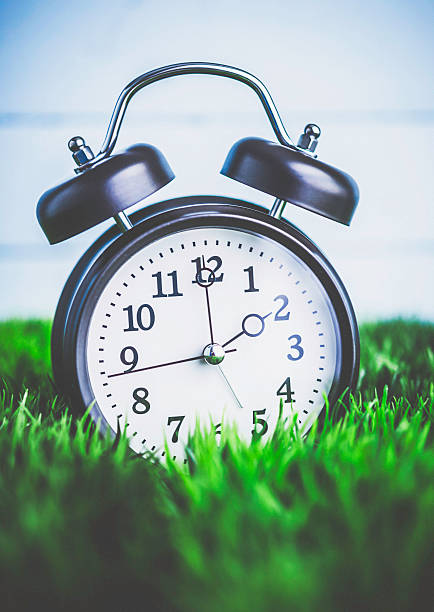 istock Clock in grass conceptualizing start of spring and DST 513057620
