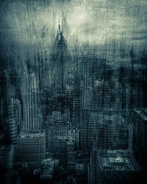 Artistic rendition of New York City with texture and tone