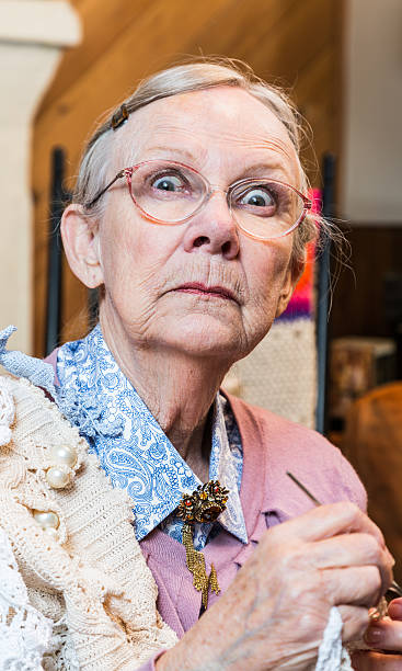 istock Startled Old Woman with Crochet 513060630