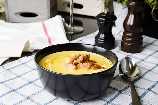 istock Pumpkin creamy soup with chicken 513060796