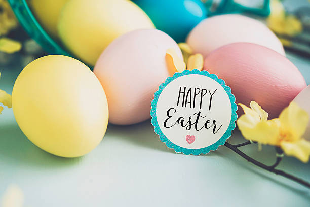 istock Easter arrangement with painted eggs and blossoms 513061736