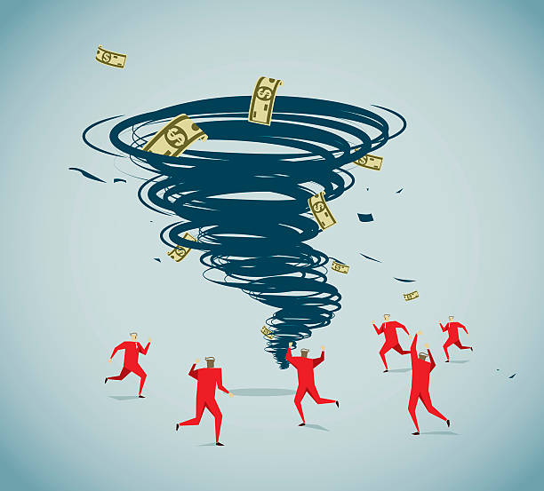 tornado - greed currency running business stock illustrations