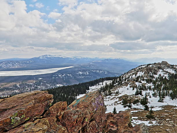 istock Russian Ural Mountains clouds lake 513068858