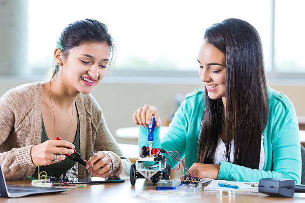 istock High school friends work on robot in engineering club 513069132