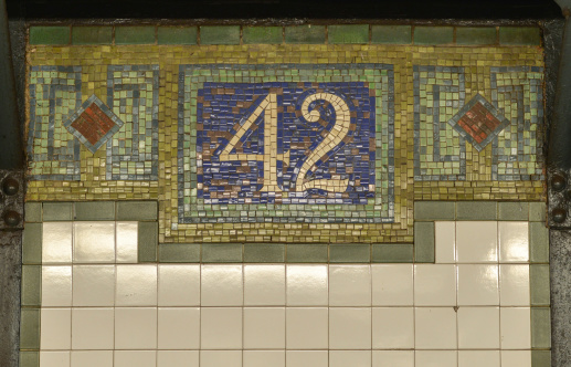 A mosaic sign inside Grand Central station, New York City, USA.