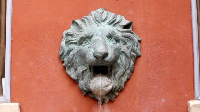 Stucco face of a lion.