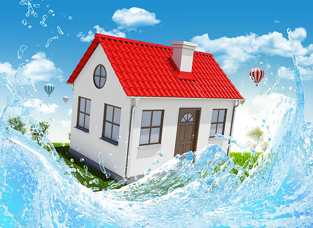 istock House, green meadow and water splash 513103695