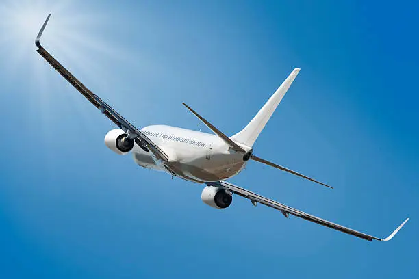 Boeing 737 jet aeroplane landing through  sky with clipping path