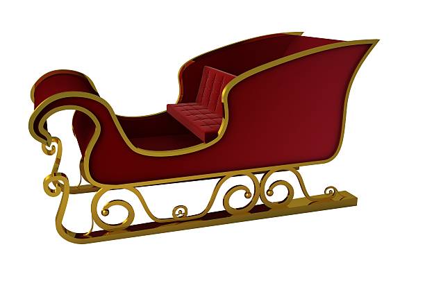 istock Red and gold santa sleigh 513104285