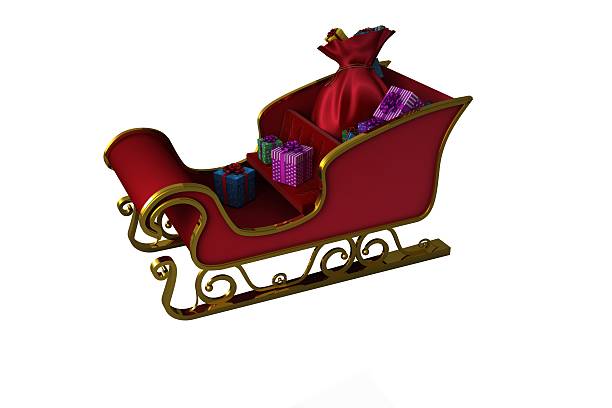 istock Red and gold santa sleigh 513104415