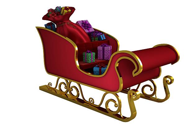 istock Red and gold santa sleigh 513104419