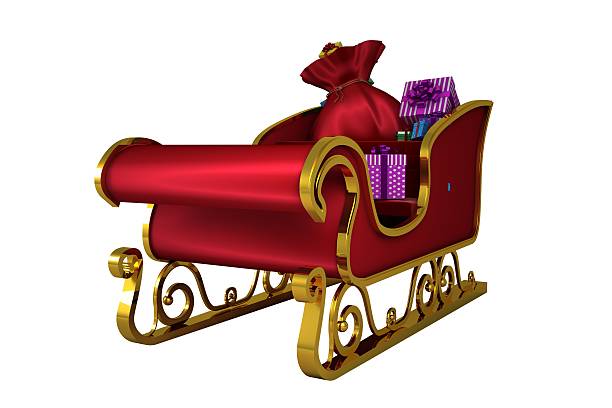 istock Red and gold santa sleigh 513104441