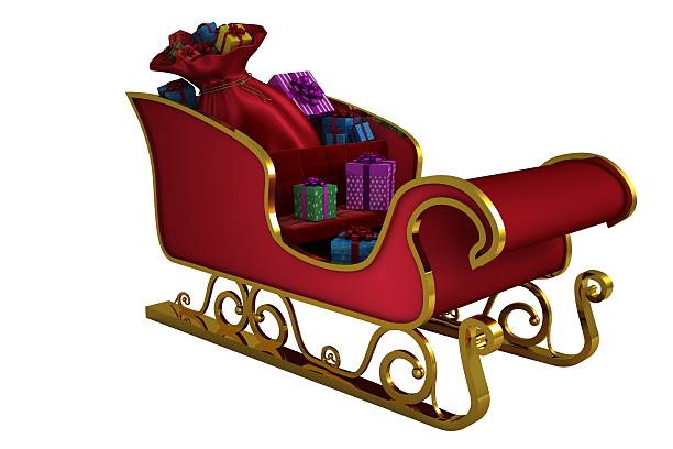 istock Red and gold santa sleigh 513104443