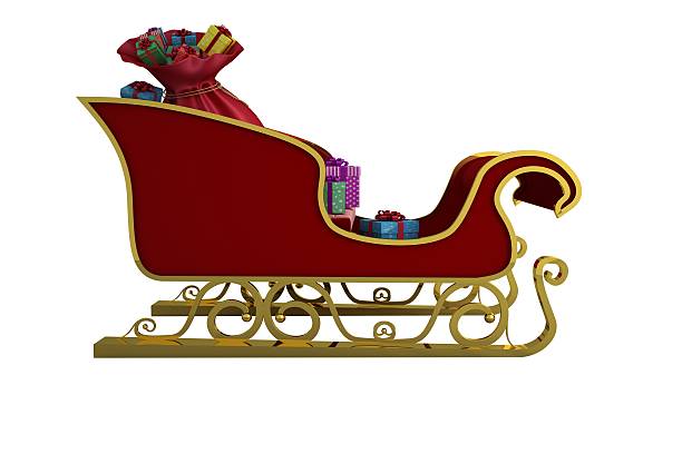 istock Red and gold santa sleigh 513104449