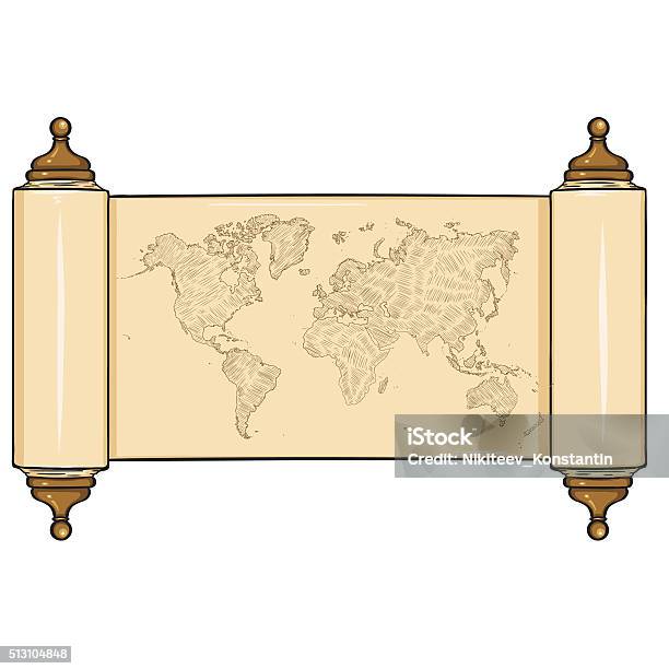 Vector Scroll With World Map Stock Illustration - Download Image Now ...