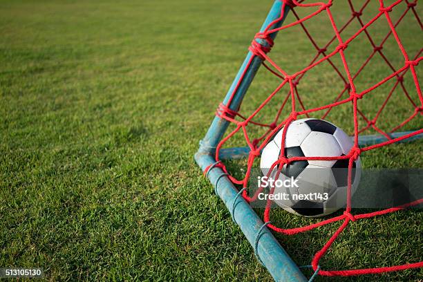 Football Inside Red Goal Net 2 Stock Photo - Download Image Now - Maracanã Stadium, Agricultural Field, Sports Field