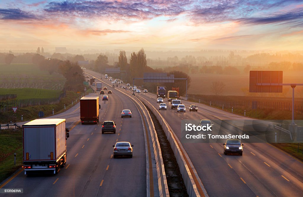 Traffic on highway with cars. Car Stock Photo