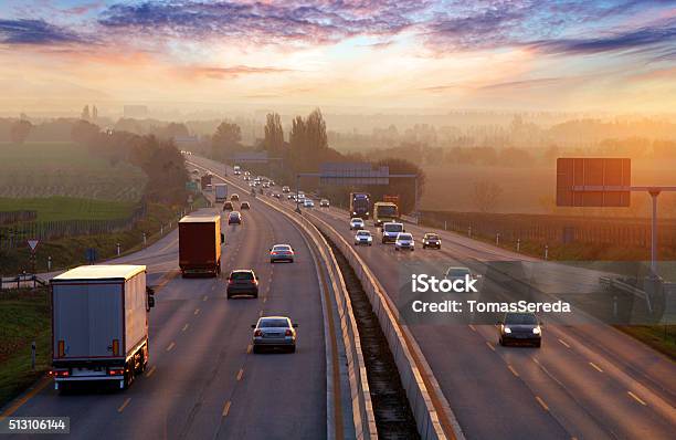 Traffic On Highway With Cars Stock Photo - Download Image Now - Car, Road, Highway