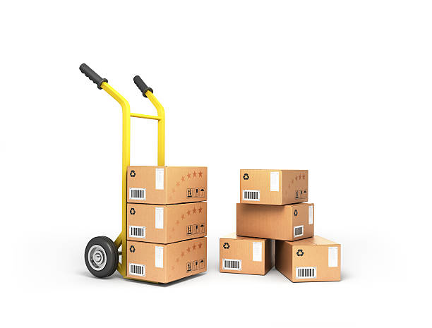 istock Boxes are close to the handcart 513107640