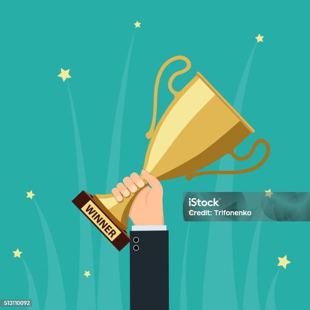 Gold Cup Vector Stock Illustration - Download Image Now - Trophy - Award, Competition, Award