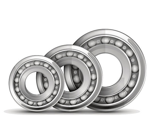 ball bearing, steel, caged balls and races vector art illustration