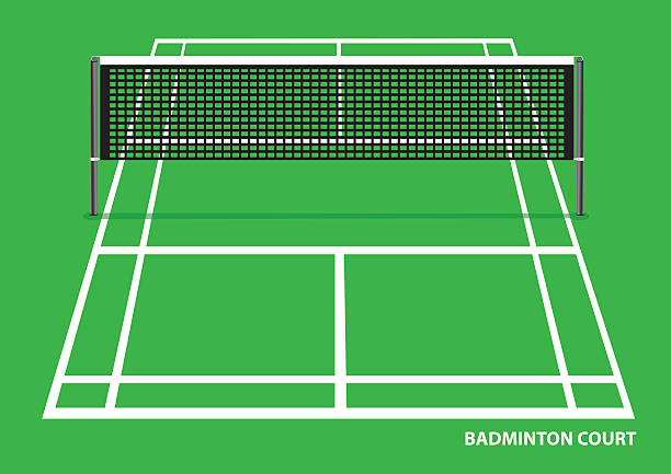 ilustrasi vektor lapangan bulu tangkis - badminton court ilustrasi stok
