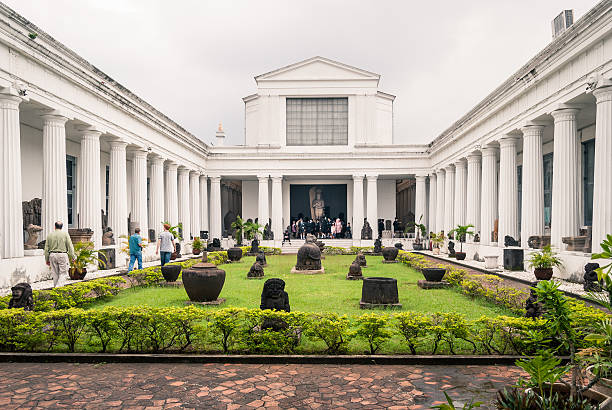 Jakarta, Indonesia - February 6, 2010: The interior courtyard of the national museum of Indonesia.
