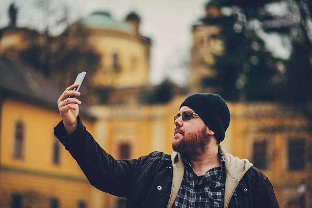 young man selfie in the street