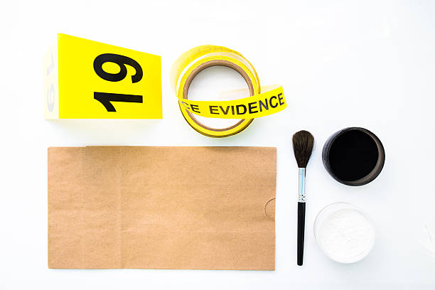 latent fingerprint search tool in crime scene latent fingerprints search tool in crime scene isolated on white background evidence bag stock pictures, royalty-free photos & images