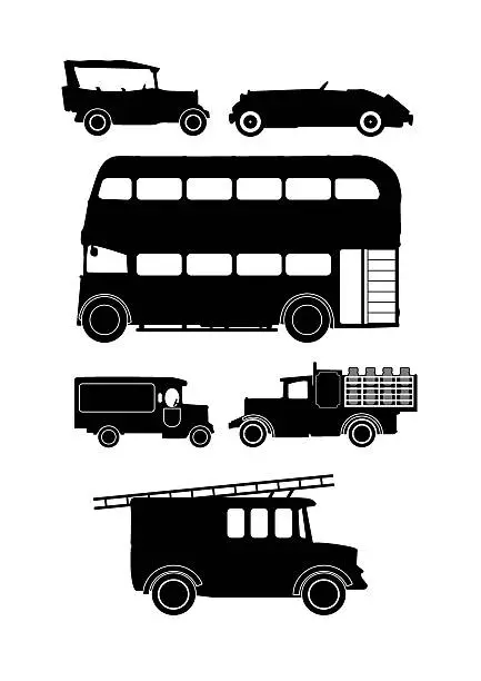 Vector illustration of vintage vehicle silhouettes