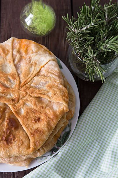 istock pie with filling is stewed cabbage with egg. Moldovan cuisine 513121572