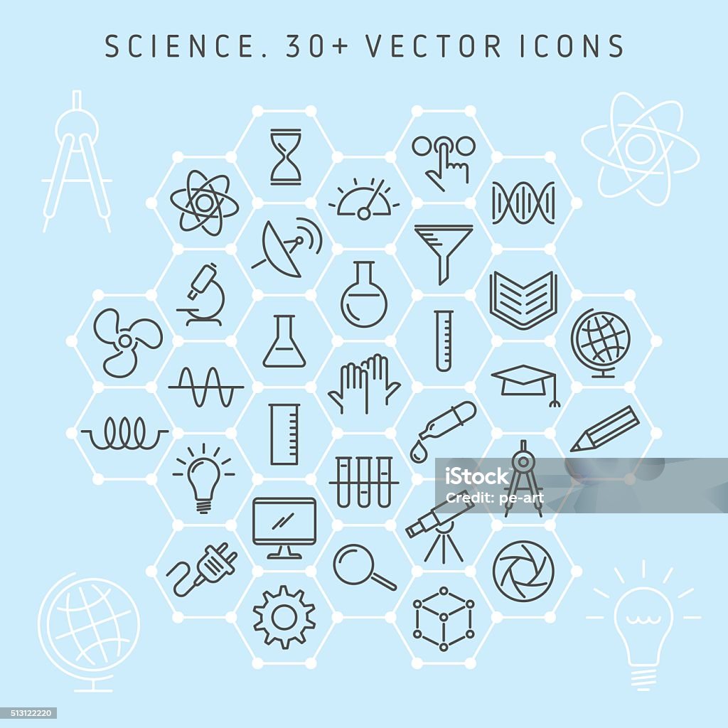 科学のアイコンセット - 科学技術のロイヤリティフリーベクトルアート