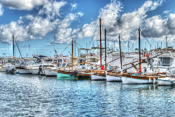 wooden boats in Alghero harbor, Sardinia