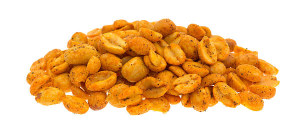 A portion of hot and spicy peanuts isolated on a white background.