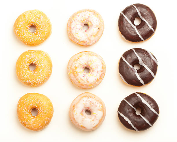 istock Variety of donuts, high angle view from above 513123600