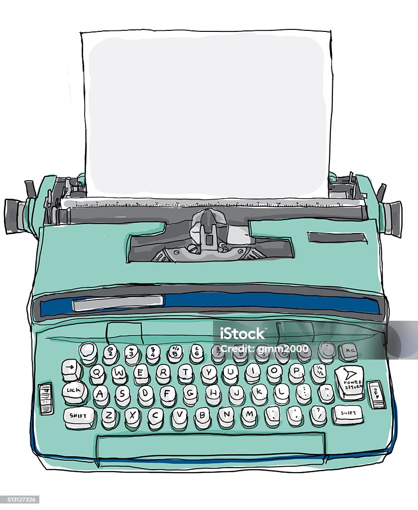 blue Typewriter vintage blue Typewriter vintage art painting Typewriter stock illustration