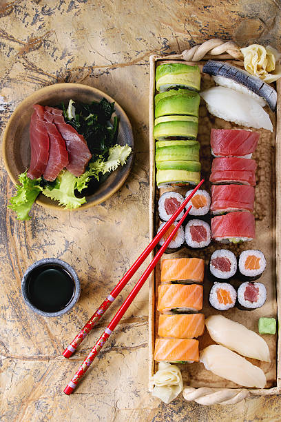 istock Sushi set nigiri, rolls and sashimi 513130276