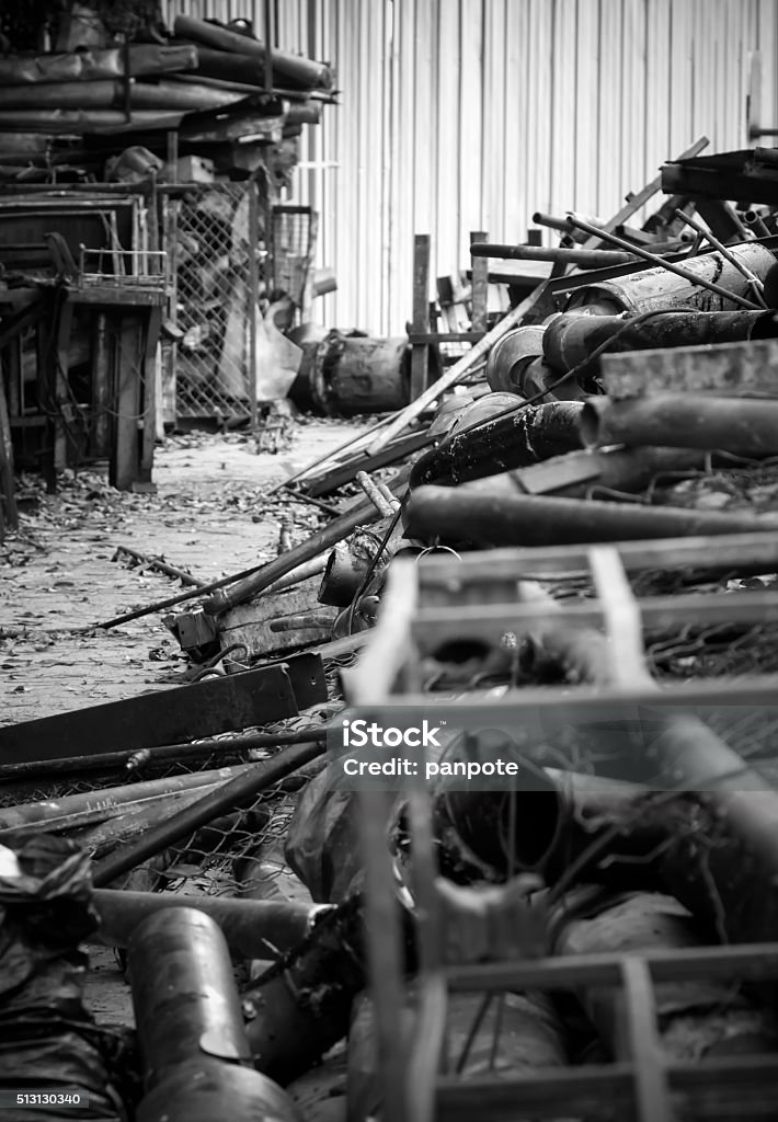 industrial waste metal industrial waste from abandon industry in Black&white effect Abandoned Stock Photo