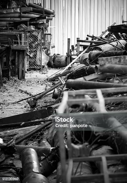 Industrial Waste Stock Photo - Download Image Now - Abandoned, Black And White, Broken