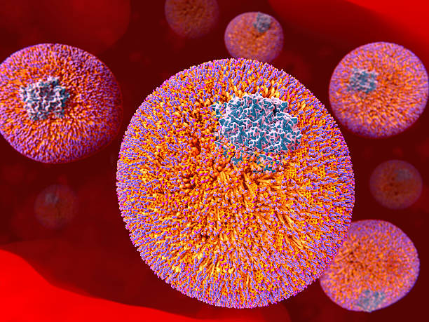 LDL particles in the blood stream stock photo