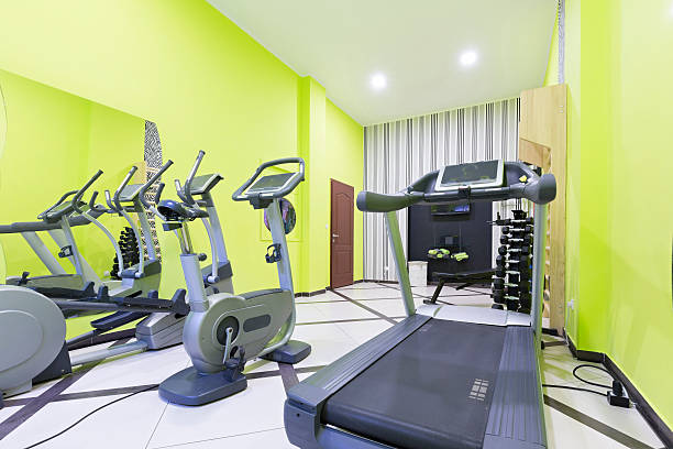 istock Small gym interior with equipment 513131304