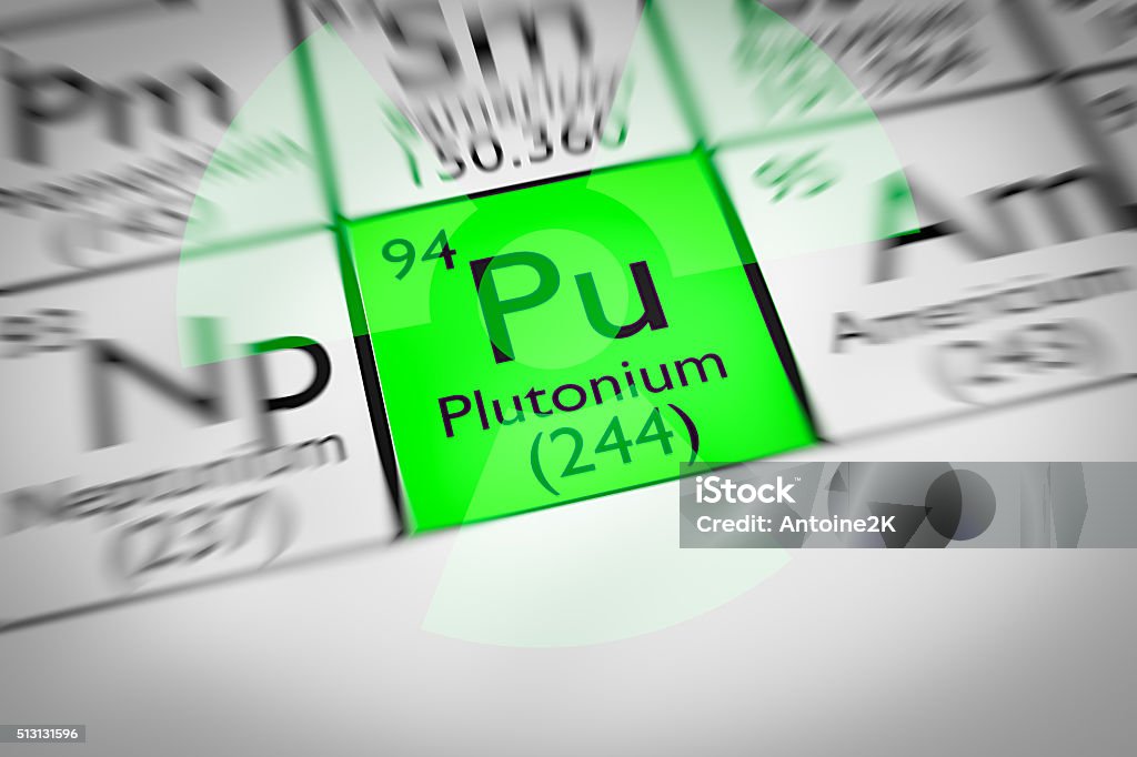 Focus on radioactive green Plutonium Chemical Element Plutonium Stock Photo