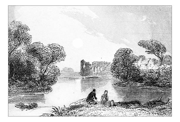 istock Antique illustration of rural landscape scene 513133478