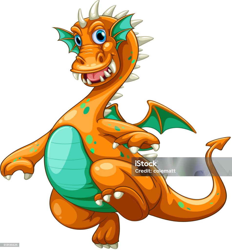 Dragon Illustration of an orange dragon Animal stock vector