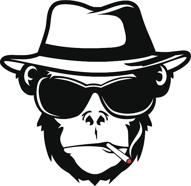 Vector illustration of MONKEY HEAD SMOKE