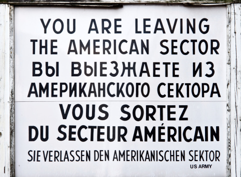 Checkpoint Charlie historical sign, Berlin Germany